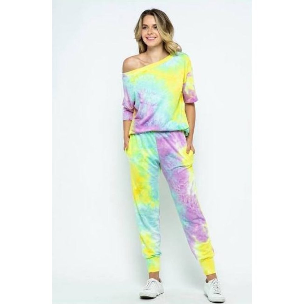 Eldridge Tie Dye Jogger Set, Magenta Mix